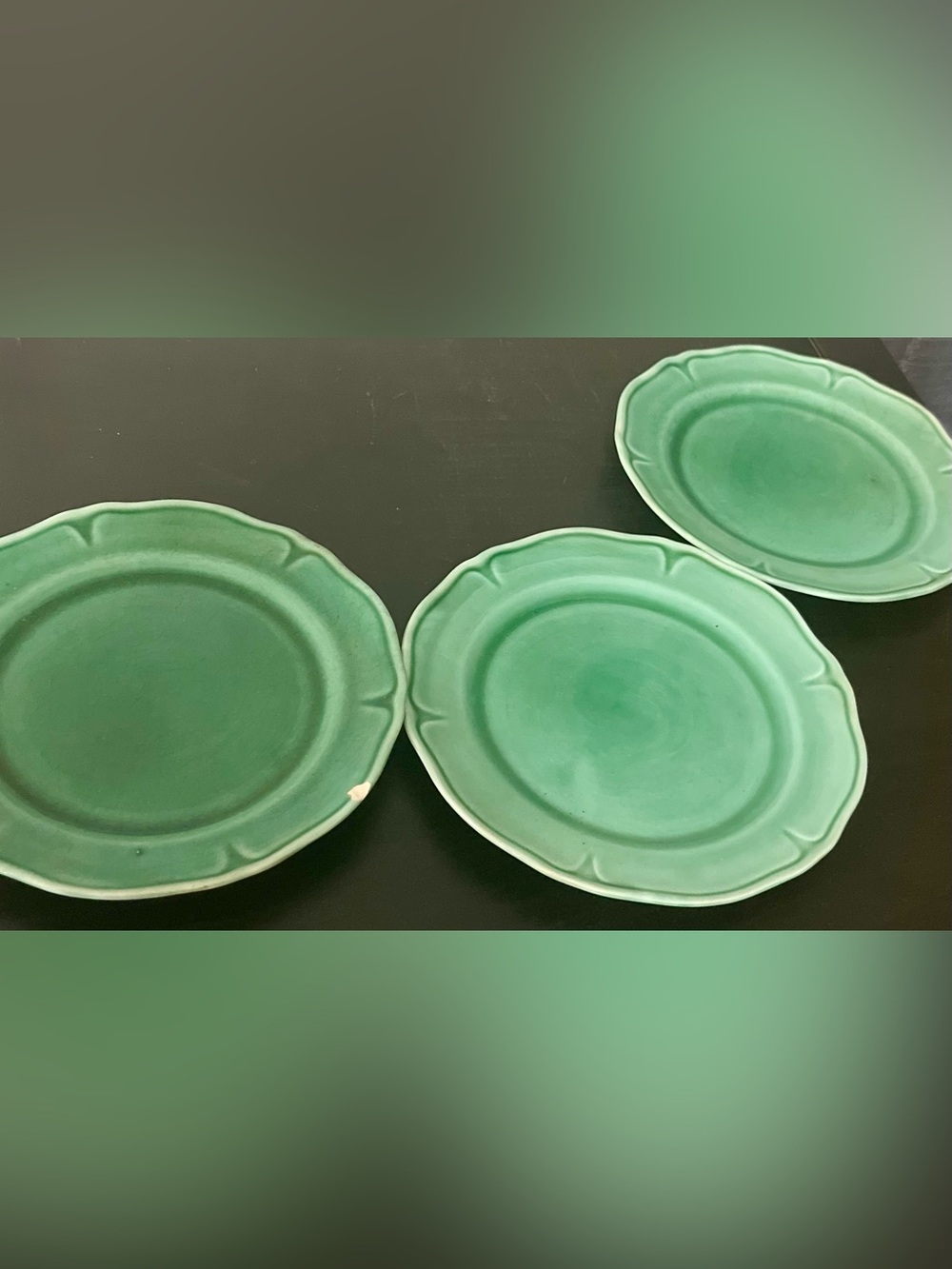 Vintage Mount Clemens Pottery Petalware Green Plates - Set of 3
